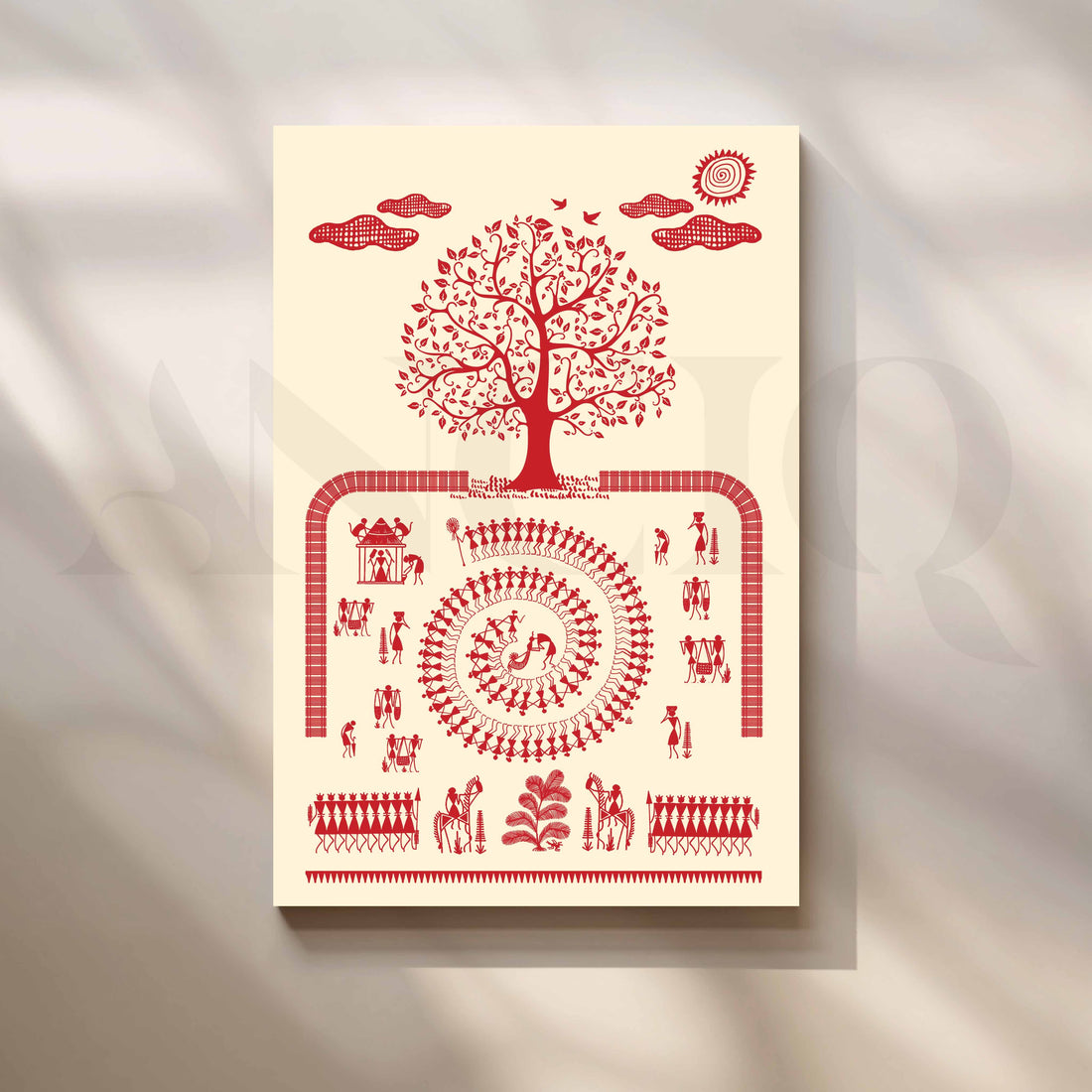 Warli Tree of Life Canvas Wall Artwork – Asha Art Studio