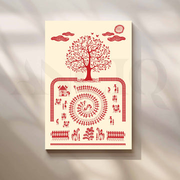 Warli Tree of Life Canvas Wall Artwork – Asha Art Studio