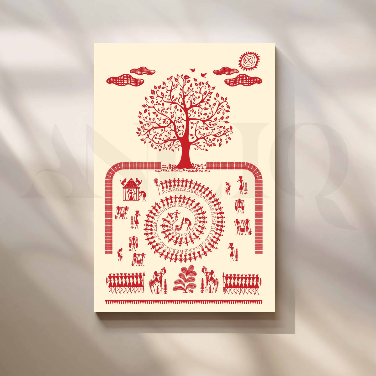 Warli Tree of Life Canvas Wall Artwork – Asha Art Studio