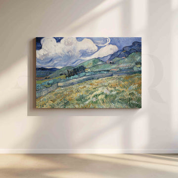 Rolling Wheat Fields and Mountains Canvas Artwork – Asha Art Studio