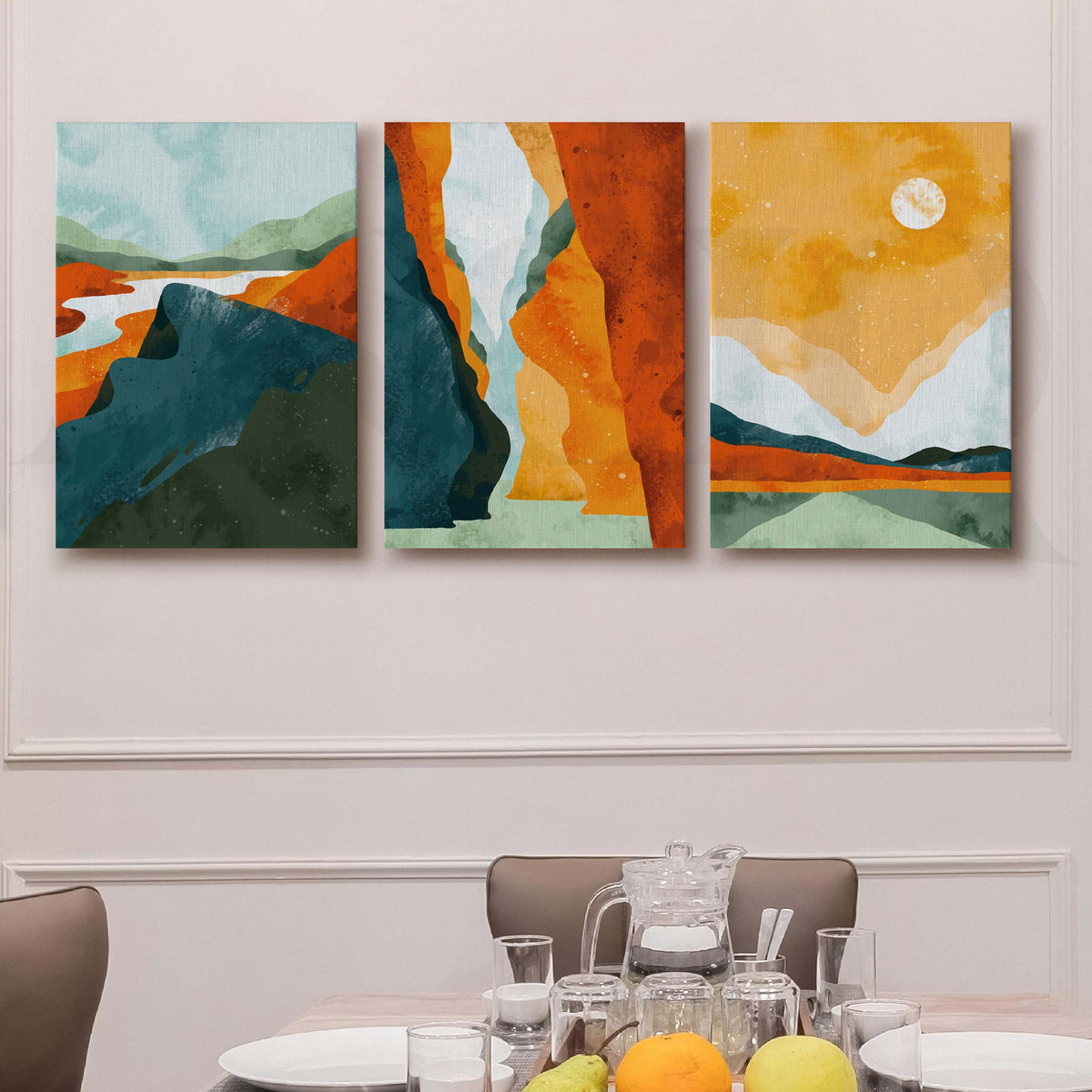 Vibrant Canyon Landscape Gallery Wall Artwork Set of 3 – Asha Art Studio