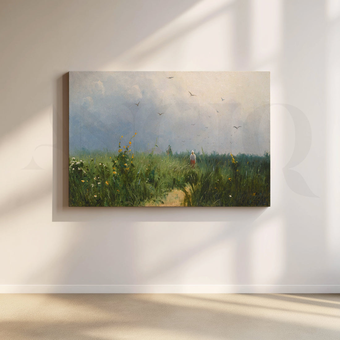 Quiet Meadow Walk Canvas Artwork – Asha Art Studio