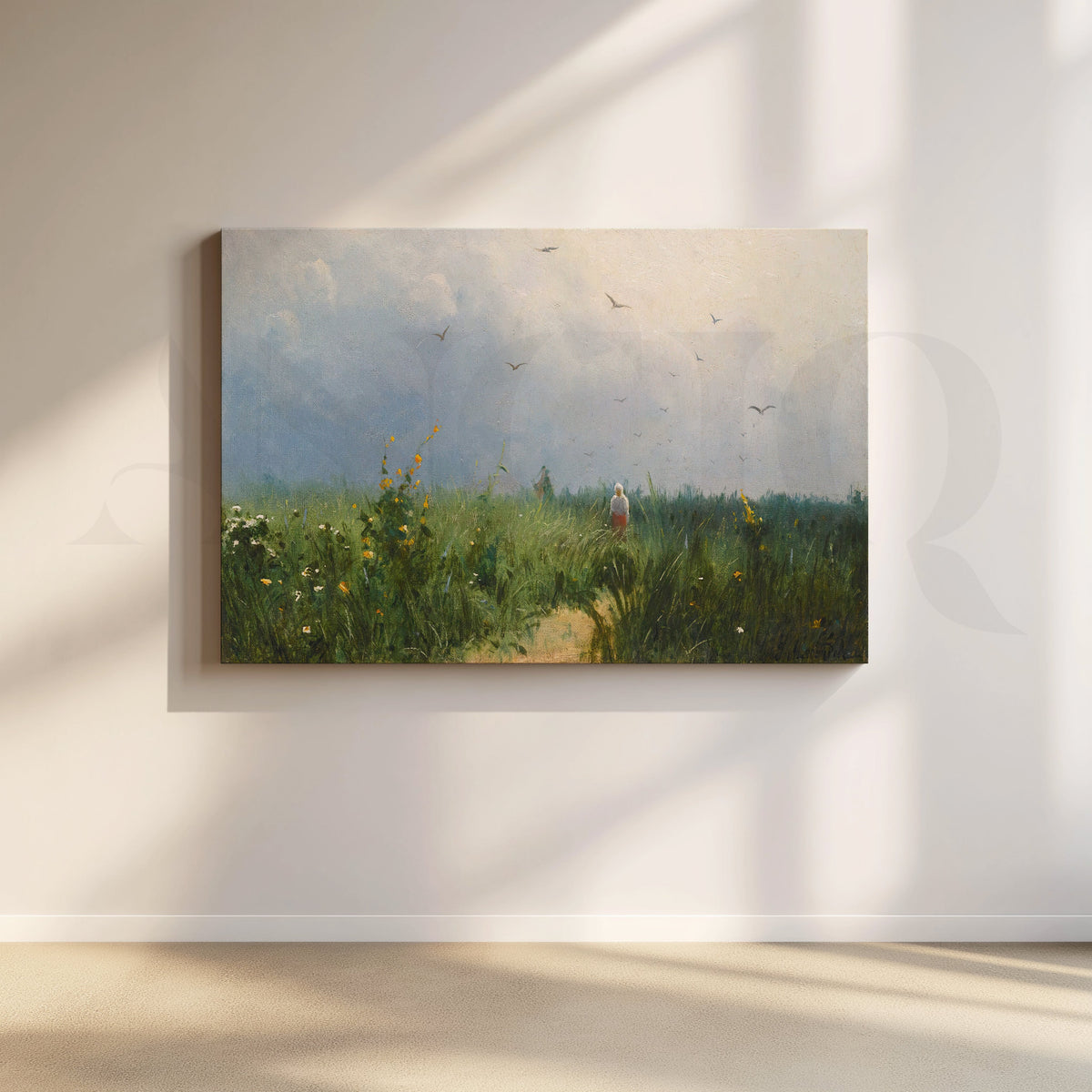 Quiet Meadow Walk Canvas Artwork – Asha Art Studio