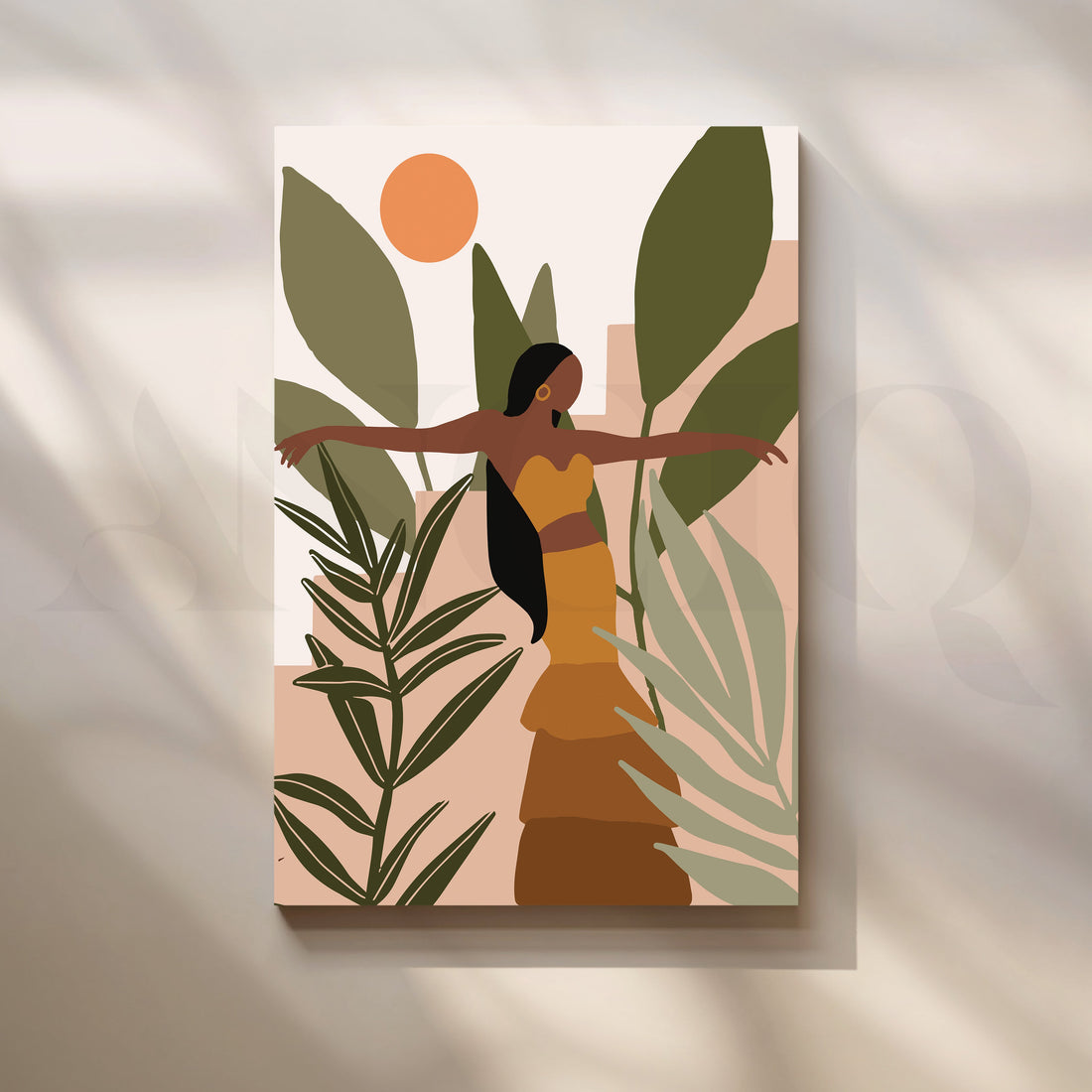 Leaves and Warm Earth Tones Boho Artwork – Asha Art Studio