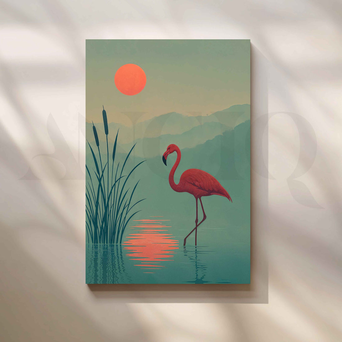 Minimalist Flamingo Sunset Canvas Artwork – Asha Art Studio