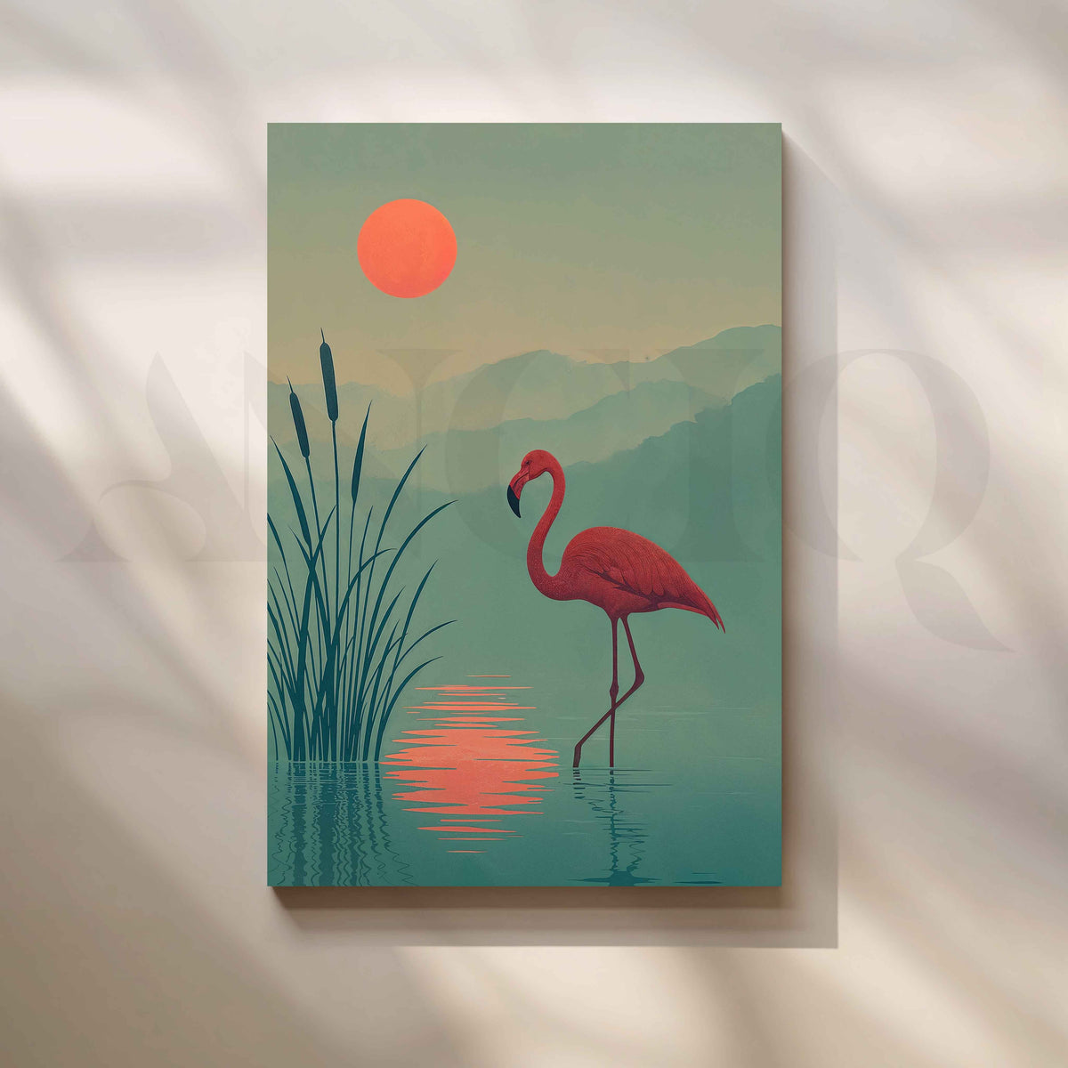Minimalist Flamingo Sunset Canvas Artwork – Asha Art Studio