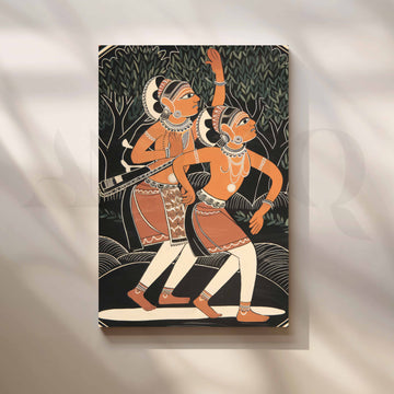Traditional Indian Folk Dance Canvas Artwork – Asha Art Studio