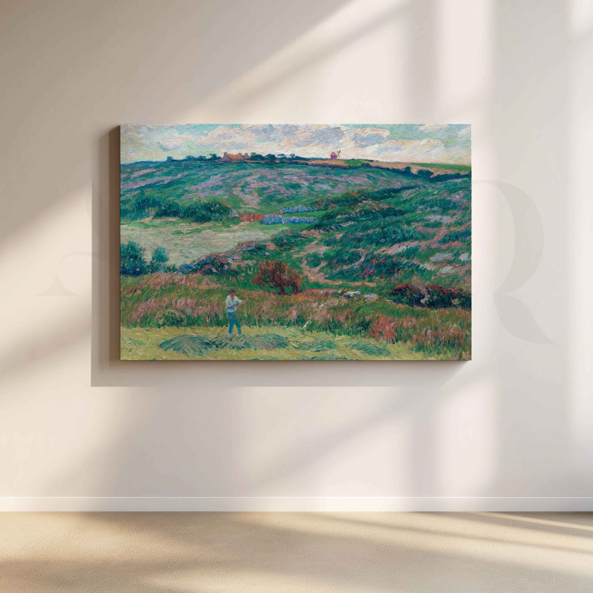 Henri Moret Green Meadow Landscape Canvas Artwork – Asha Art Studio