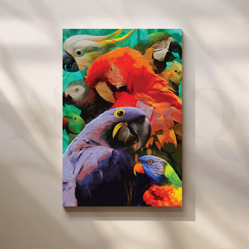 Colorful Parrots Canvas Artwork – Asha Art Studio