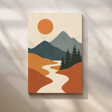 Asha Art Studio Minimalist Mountain Sunset Canvas Artwork – Asha Art Studio