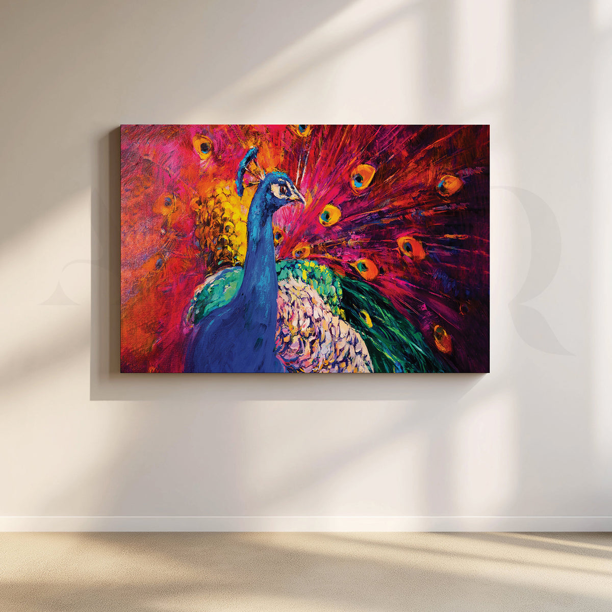 Peacock Elegance Canvas Artwork – Asha Art Studio
