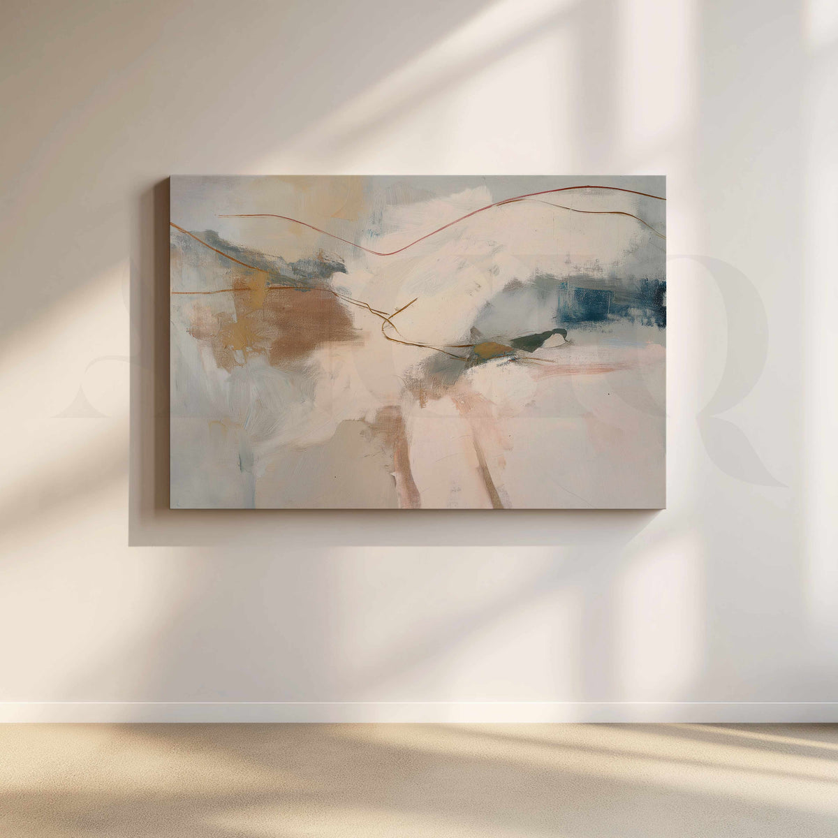 Soft Neutral Abstract Landscape Canvas Artwork – Asha Art Studio