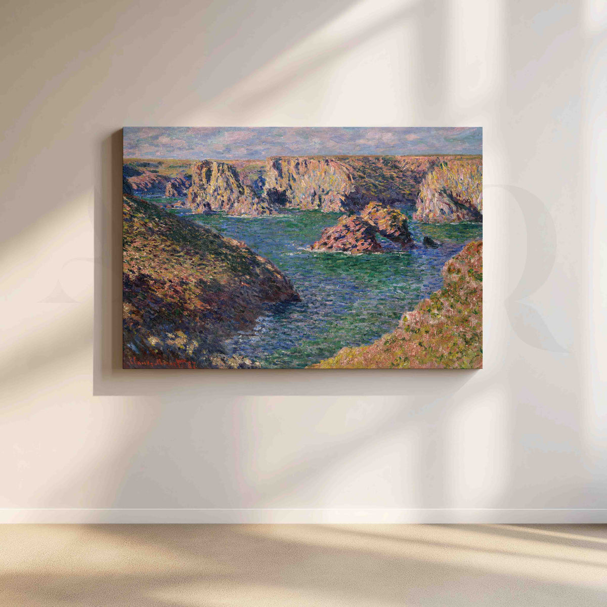 Rocky Coastal Bay Impressionist Canvas Artwork – Asha Art Studio