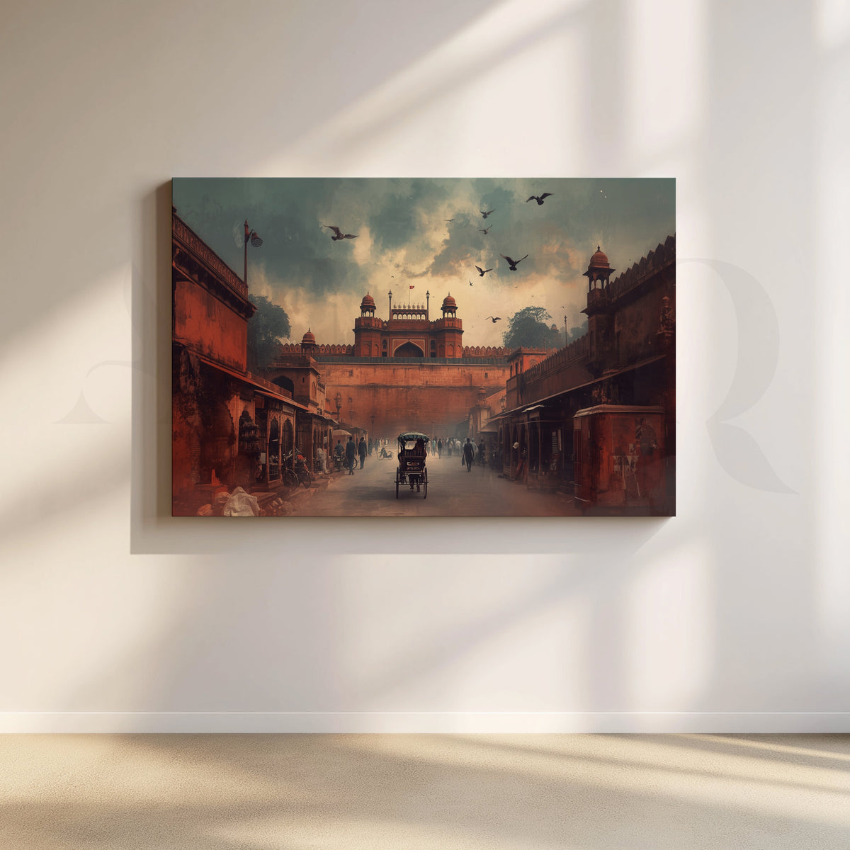 Red Fort Street View Canvas Artwork – Asha Art Studio