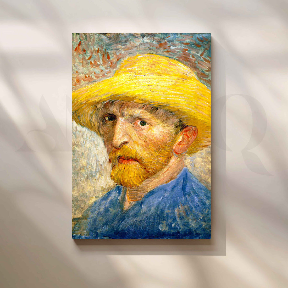 Straw Hat Artist Portrait Canvas Artwork – Asha Art Studio