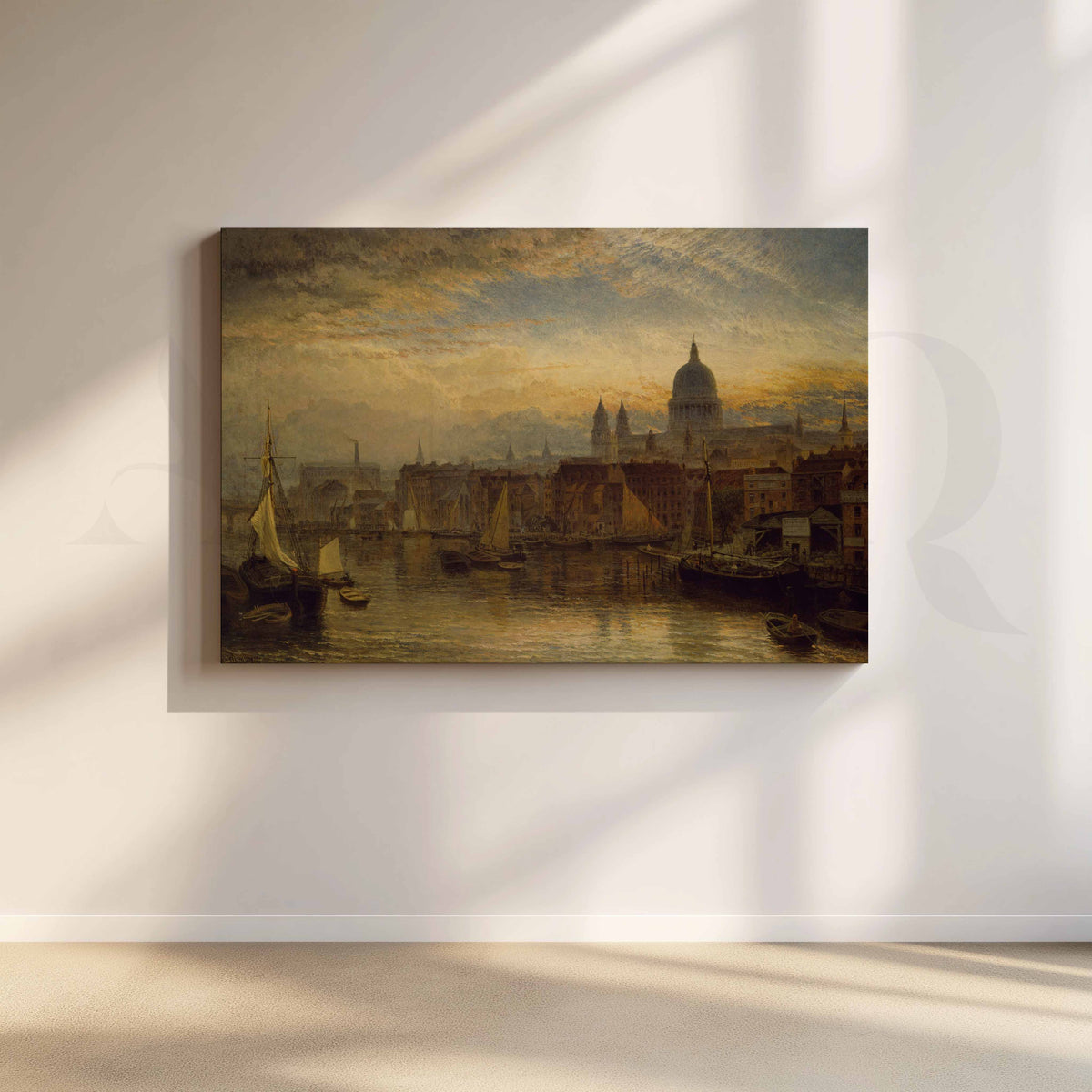Vintage European Harbour Canvas Artwork – Asha Art Studio