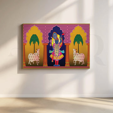 Pichwai Indian Krishna Canvas Wall Artwork – Asha Art Studio