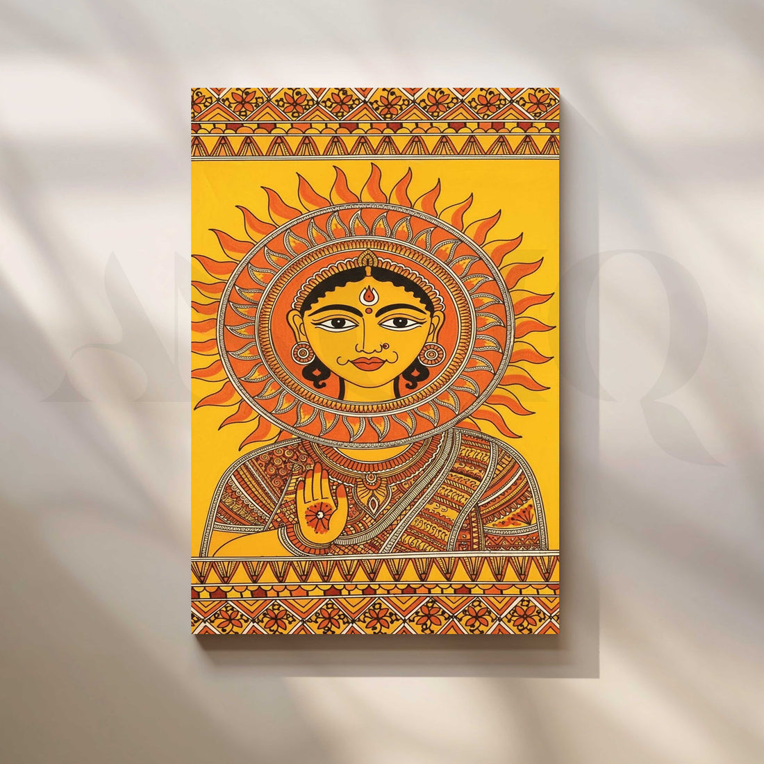 Surya Dev Traditional Madhubani Artwork – Asha Art Studio