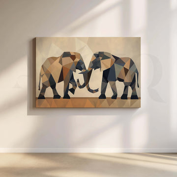 Geometric Elephant Canvas Artwork – Asha Art Studio