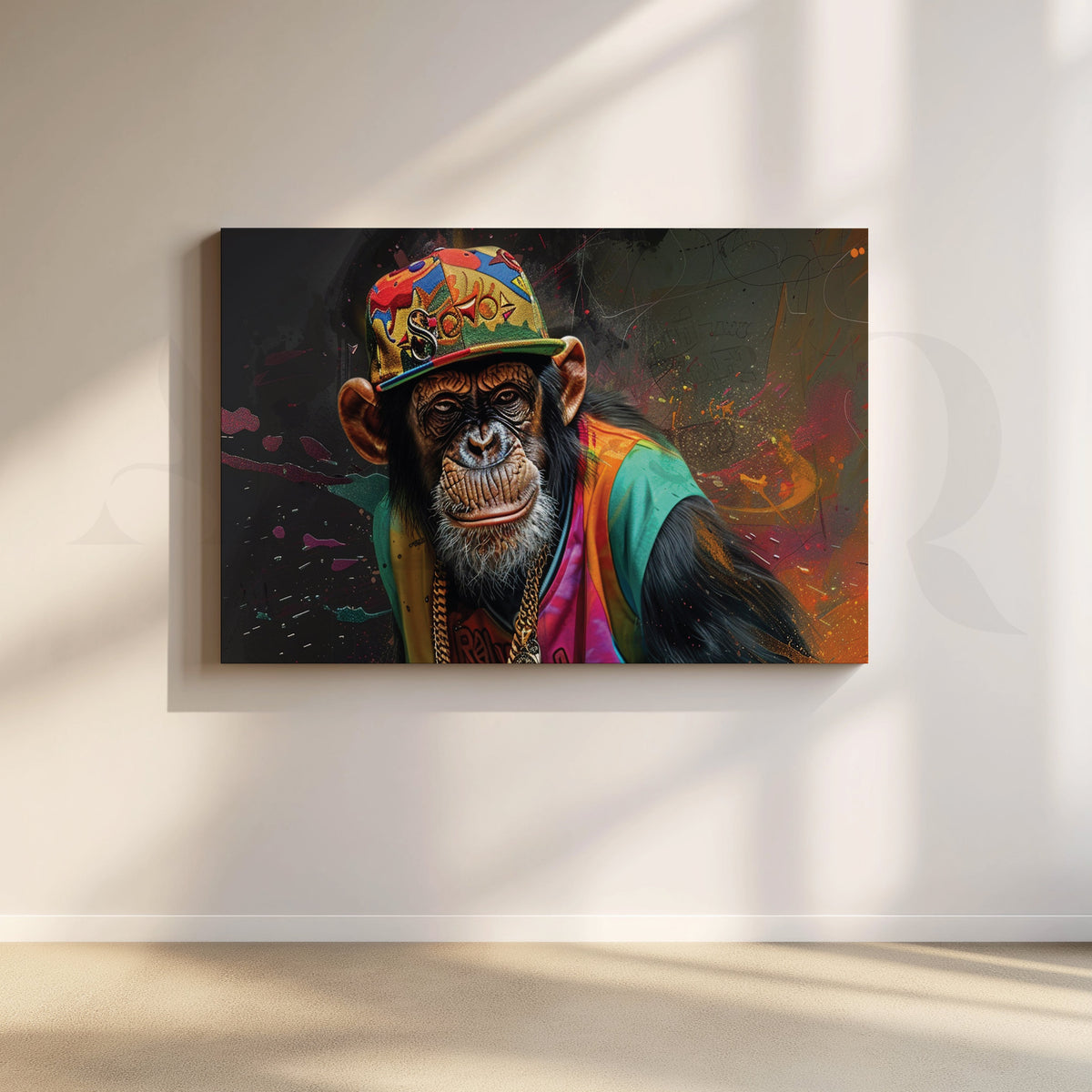 A Whimsical Chimpanzee Canvas Artwork – Asha Art Studio