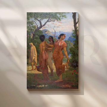 Shakuntala Looking for Dushyanta by Raja Ravi Varma Canvas Artwork – Asha Art Studio