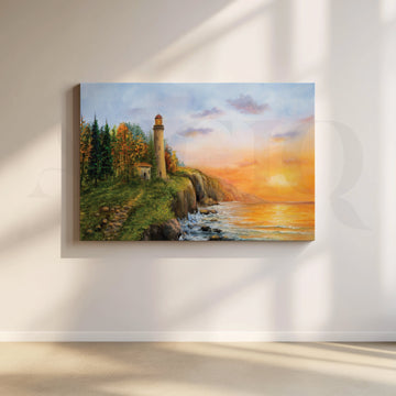 Lighthouse by the Sea Canvas Artwork – Asha Art Studio