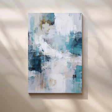 Blue and White Abstract Canvas Artwork with Modern Textured Design – Asha Art Studio