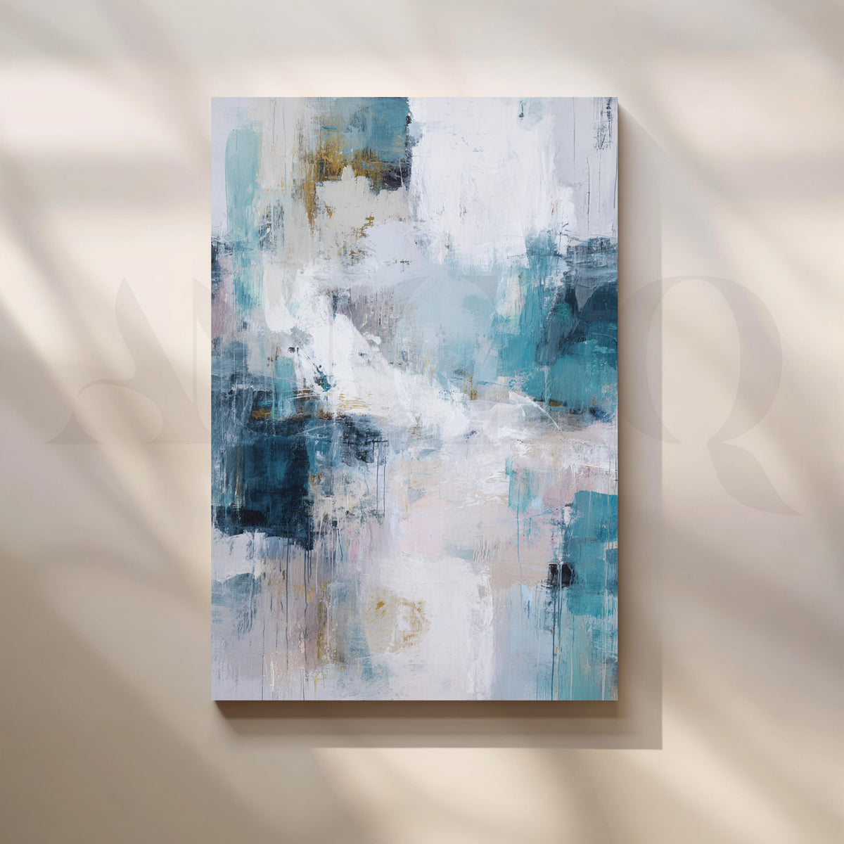 Blue and White Abstract Canvas Artwork with Modern Textured Design – Asha Art Studio