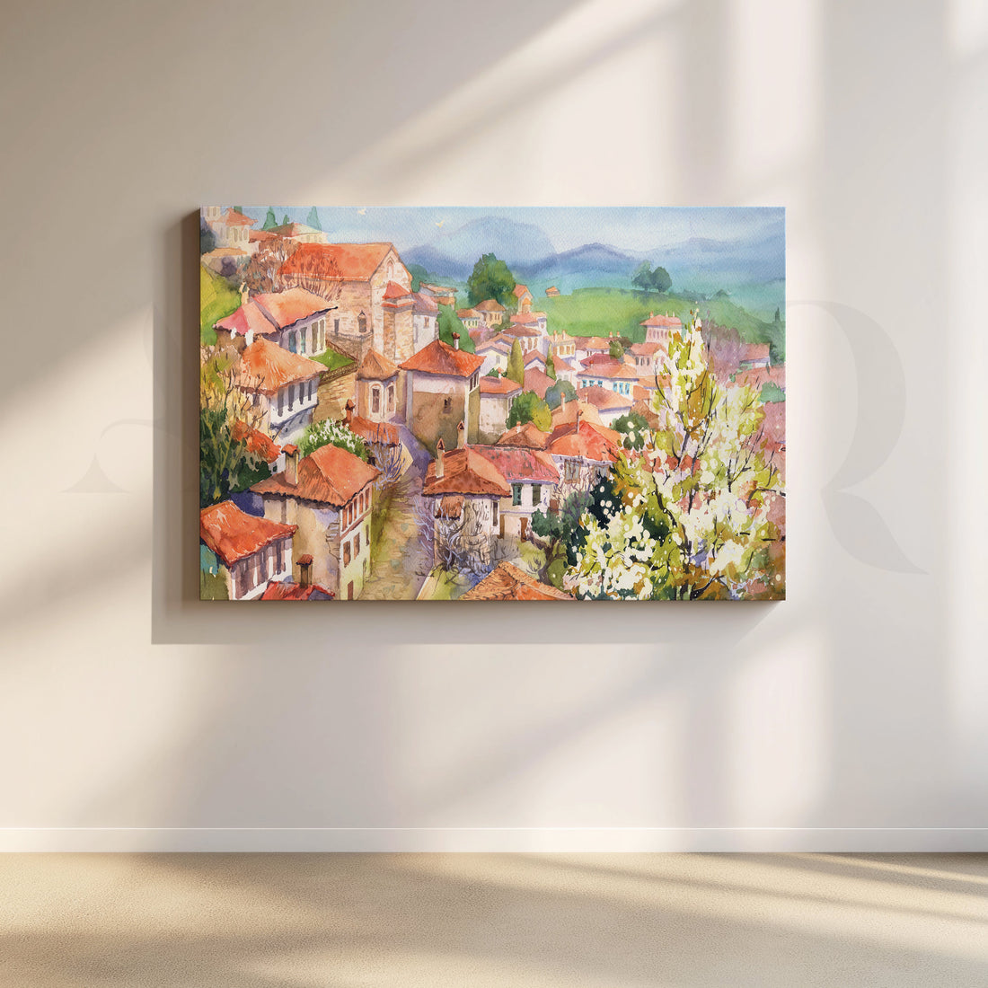 Mountain Village Tranquility Artwork – Asha Art Studio