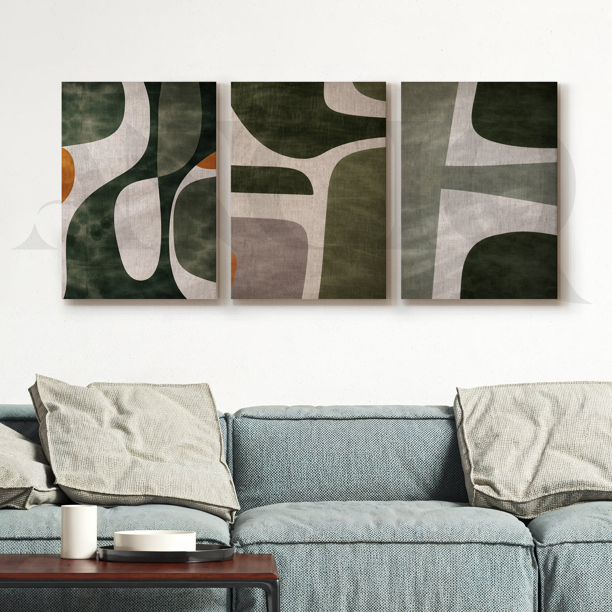 Organic Forms Abstract Gallery Wall – Set of 3 Contemporary Artworks - 18 x 24 Inches – Asha Art Studio