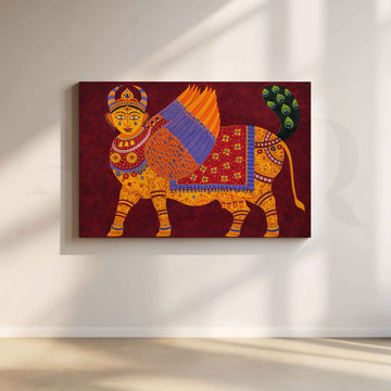Folk Mythical Winged Creature Canvas Artwork – Asha Art Studio