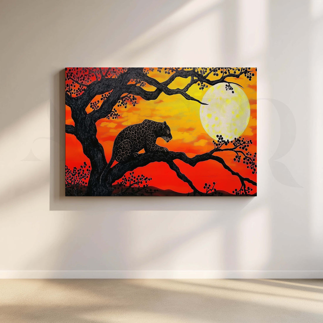 Leopard Under Moon Canvas Artwork – Asha Art Studio