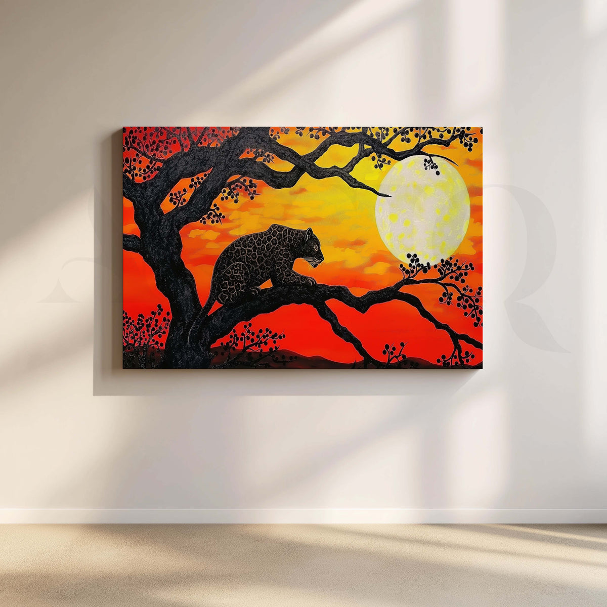 Leopard Under Moon Canvas Artwork – Asha Art Studio