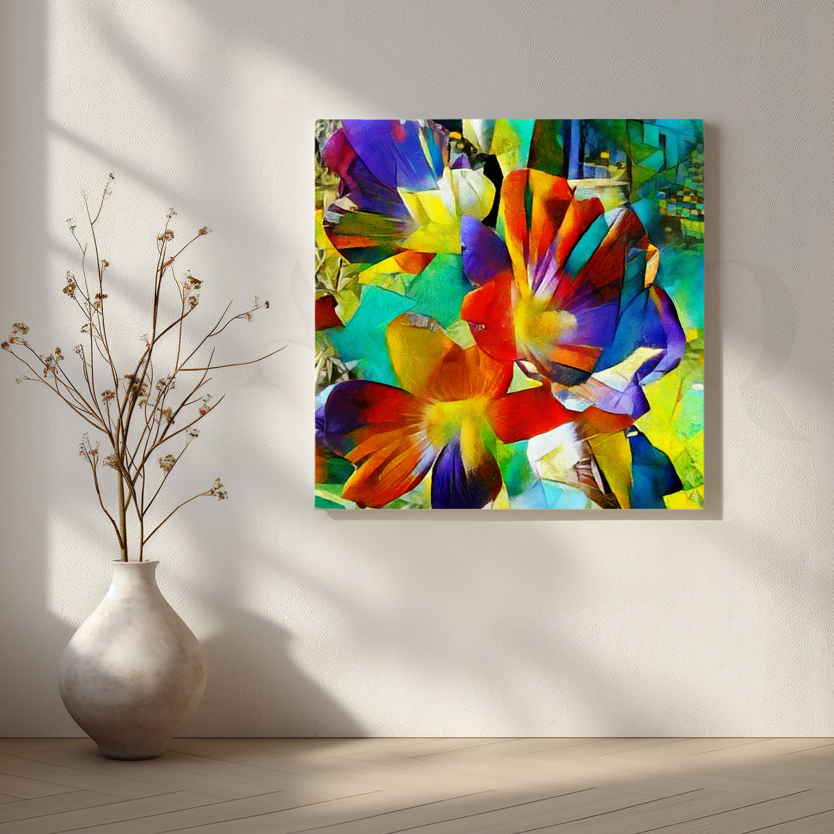 Floral Geometry Canvas Artwork – Asha Art Studio