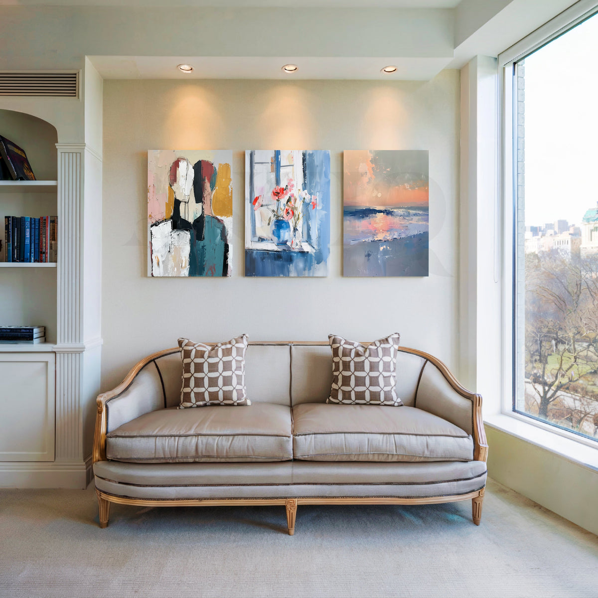 Soft Horizon Harmony Gallery Wall – Set of 3 Artworks – Asha Art Studio