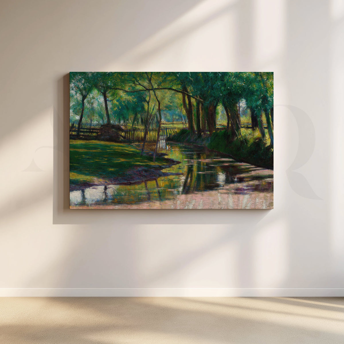 Sunlit River Reflection Artwork – Asha Art Studio