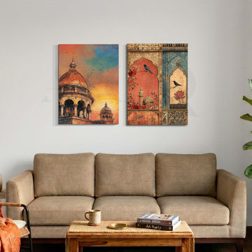 Mughal Heritage Gallery Wall Canvas Artwork Set of 2 – Asha Art Studio