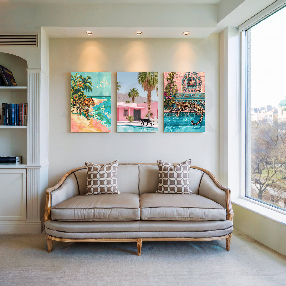Tropical Panther Escape Gallery Wall – Set of 3 Artworks – Asha Art Studio