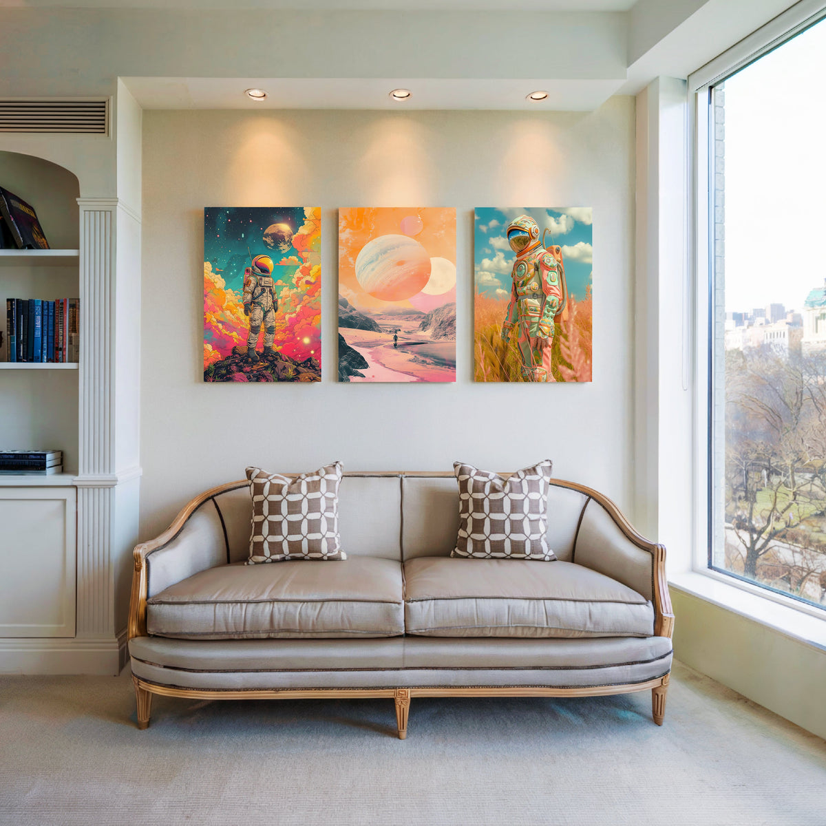 Cosmic Voyage Gallery Wall – Set of 3 Artworks – Asha Art Studio