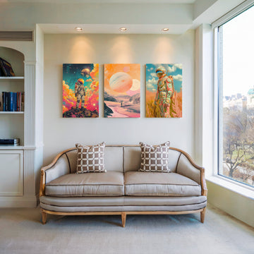 Cosmic Voyage Gallery Wall – Set of 3 Artworks – Asha Art Studio