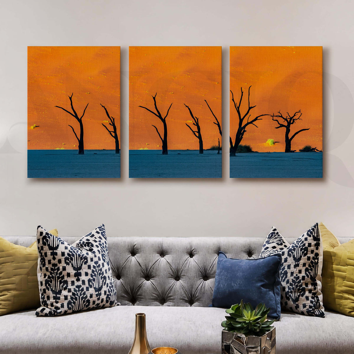 Sunset Tree Landscape Gallery Wall Canvas Artwork Set of 3 – Asha Art Studio