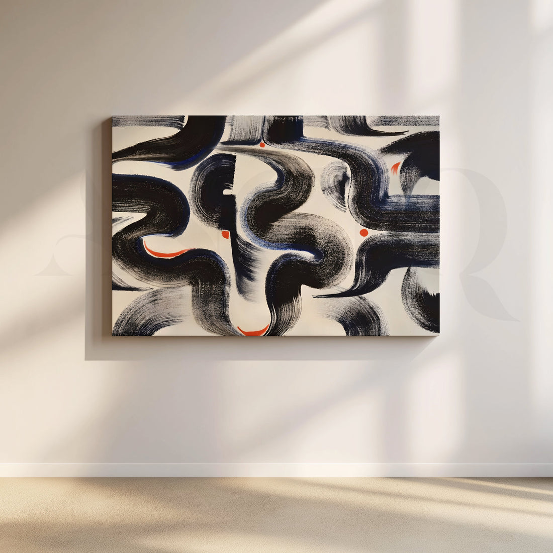 Modern Black Brushstroke Canvas Artwork – Asha Art Studio