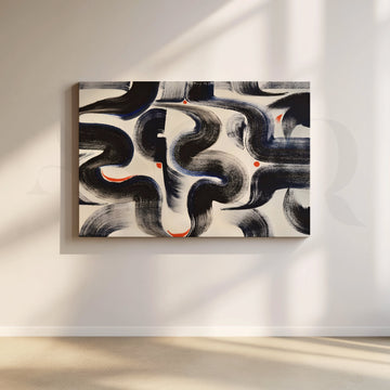 Modern Black Brushstroke Canvas Artwork – Asha Art Studio