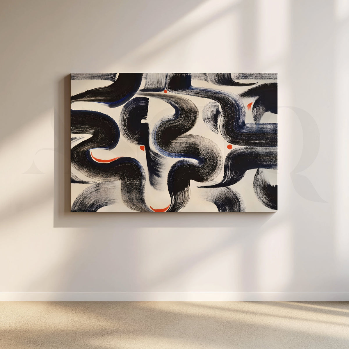Modern Black Brushstroke Canvas Artwork – Asha Art Studio