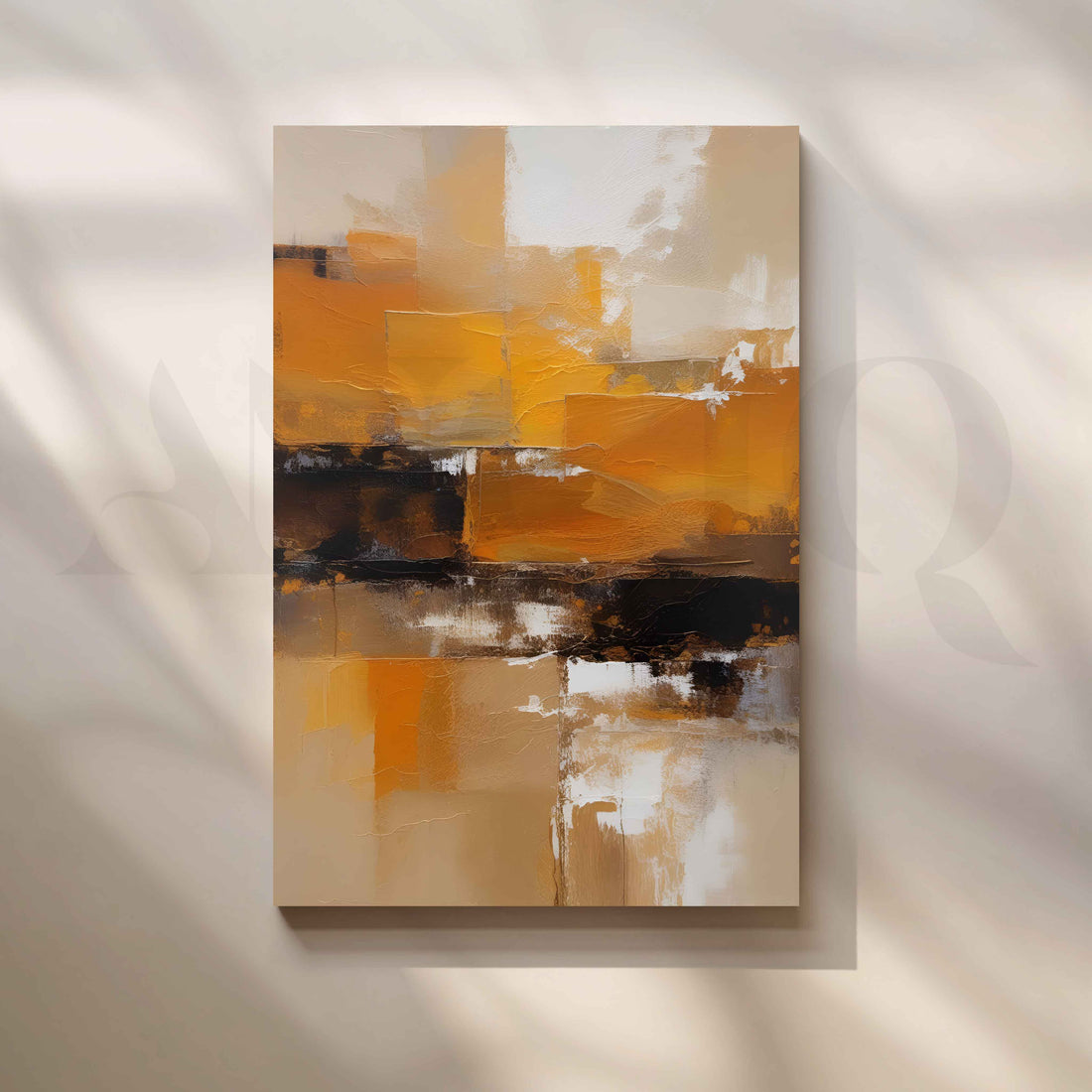 Warm Ochre Abstract Canvas Artwork – Asha Art Studio