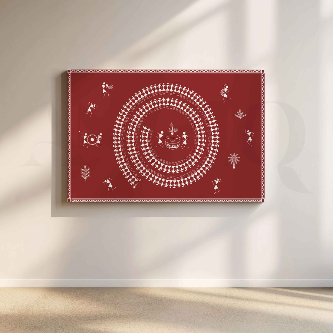 Warli Tribal Celebration Canvas Artwork – Asha Art Studio
