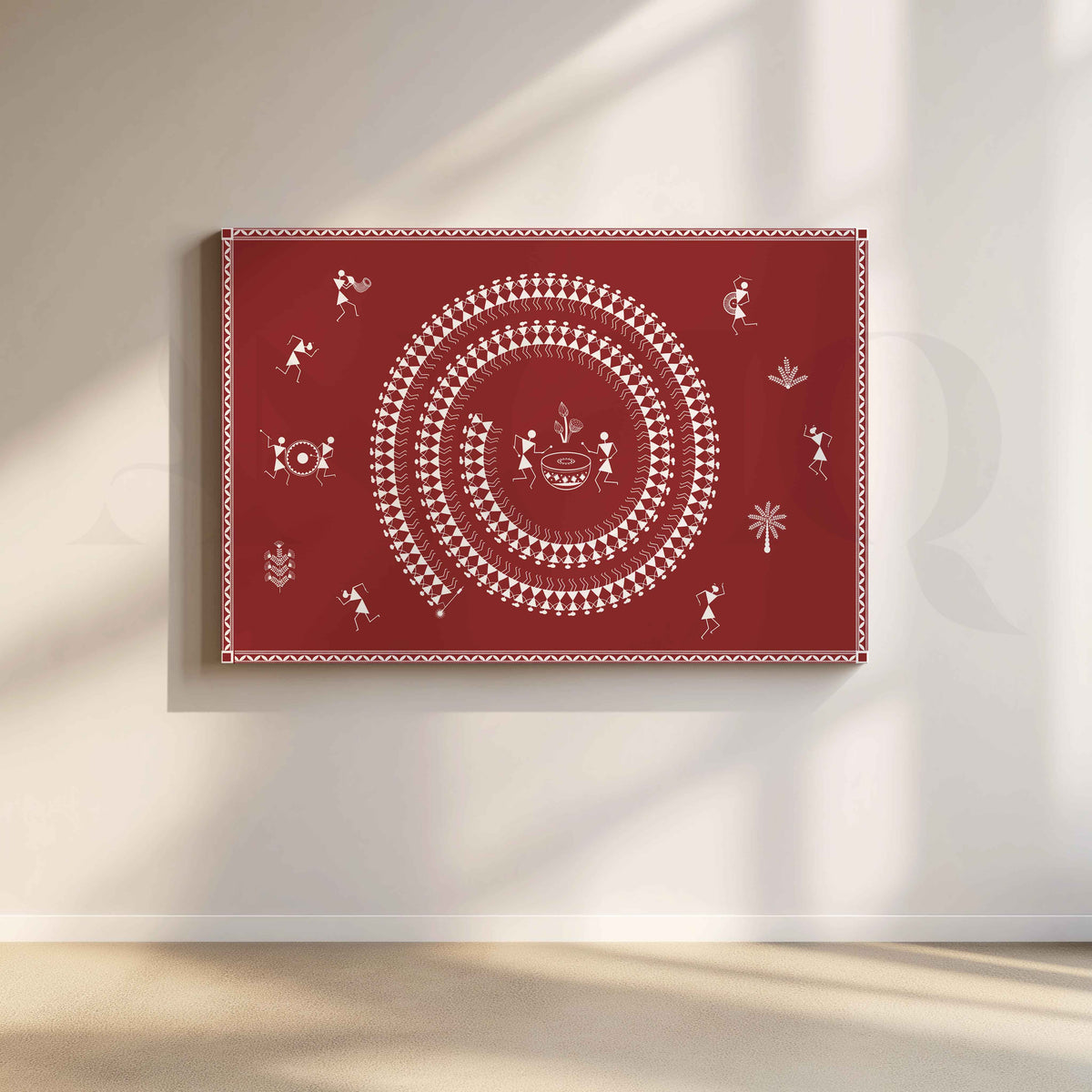 Warli Tribal Celebration Canvas Artwork – Asha Art Studio