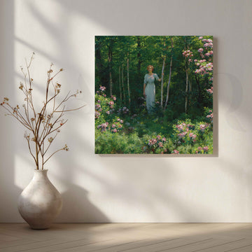 Woman in Garden Impressionist Canvas Artwork – Asha Art Studio