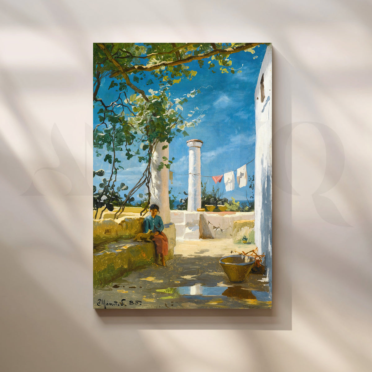 Sunlit Courtyard Canvas Artwork – Asha Art Studio