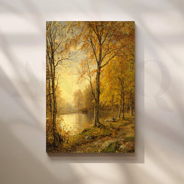 Golden Autumn Forest Canvas Artwork – Asha Art Studio